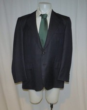Oxxford Clothes Bespoke 100 Cashmere Navy Herringbone Two Button Sport Coat 42R