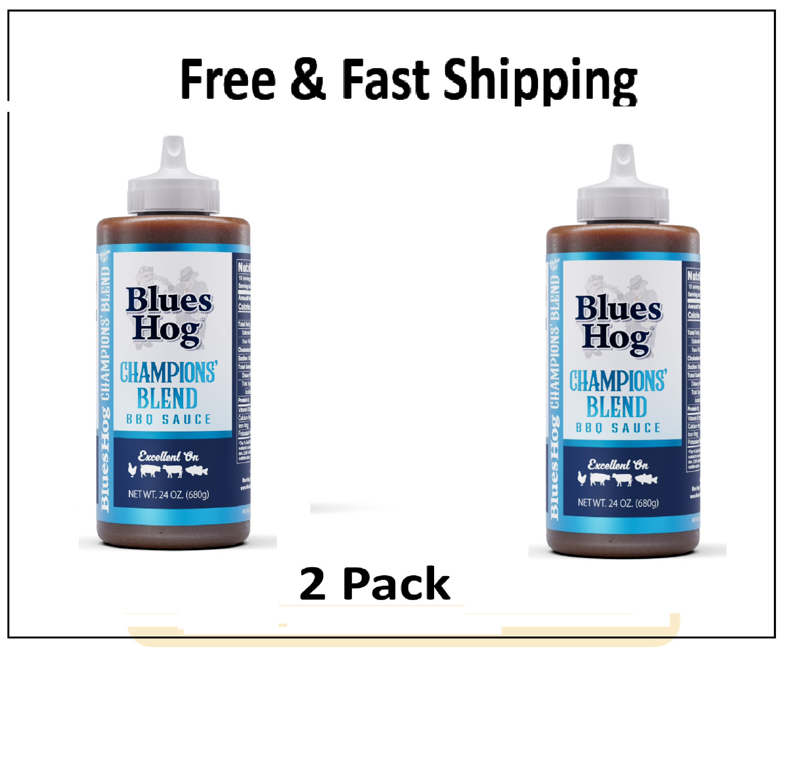 Blues Hog Champions' Blend BBQ Sauce, Gluten-free, 24 Oz 2 pack