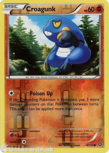 Croagunk 58/114 :: Steam Siege ::  Reverse Holo Mint Pokemon Card