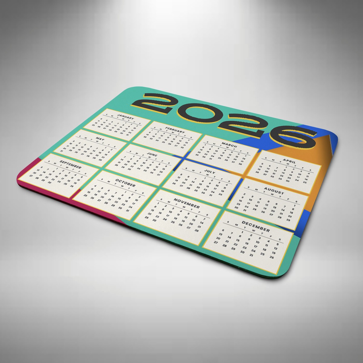 Alfombrilla de ratón calendario 2026 alfombrilla para computadora portátil PC escritorio oficina grande 5 mm de grosor 1