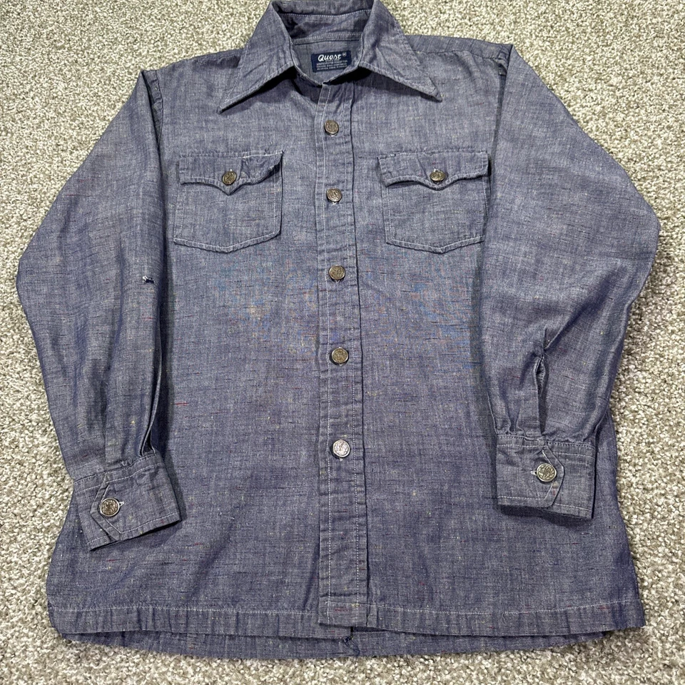 70-е jc penny rainbow шамбре кинжал воротник механик рубашка Med рокабилли богемное - Изображение 2 из 4