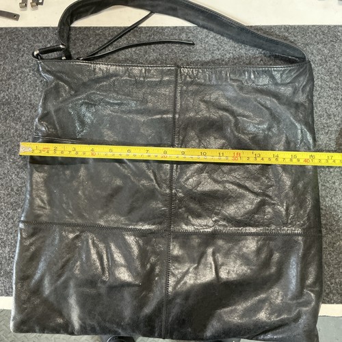 BORSA HOBO BORSA A TRACOLLA IN PELLE GRIGIA INVECCHIATA TOTE usata buona foto check - Foto 10 di 11