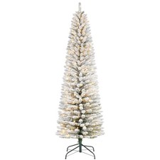 6-12 ft Pre-Lit Artificial Christmas Tree Slim Pencil Skinny Xmas Tree w/ Lights