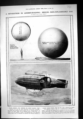 Altes 1919 Revolution Luftschiff Helium Gas leitfähiges Foto Motor Na 20th