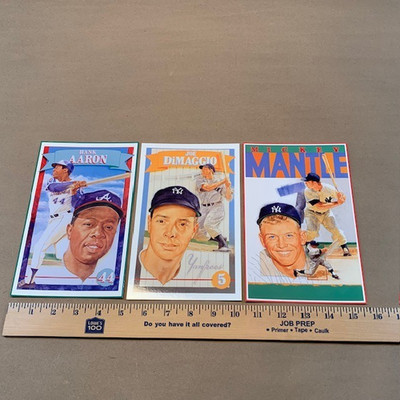 Hank Aaron Mikey Mantle Joe Dimaggio HOF MLB 1992 Allan Kaye's Jumbo Cards