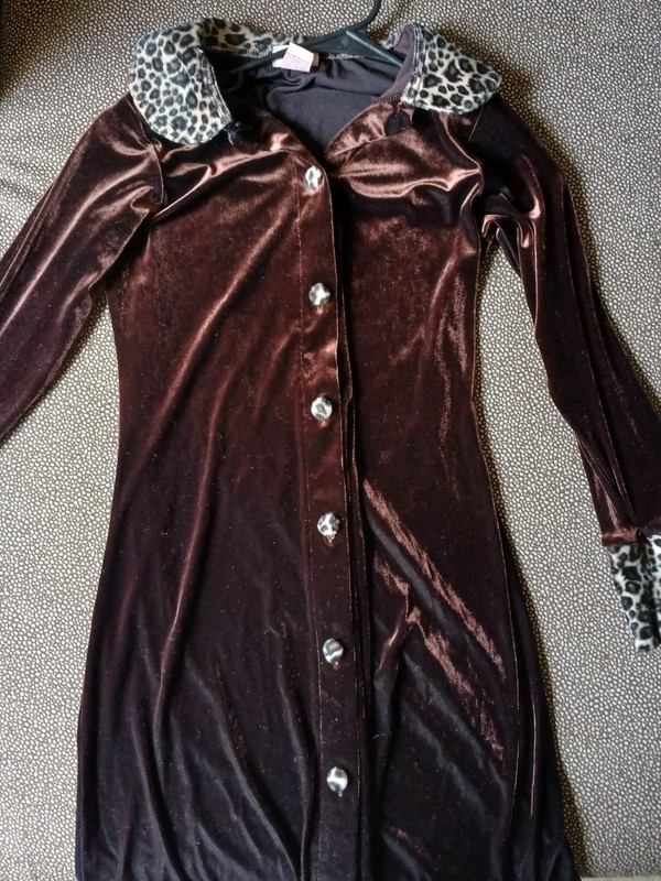 My Twinn Girls M Brown Leopard Shirt Dress Long Sleeve Button Front Long