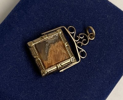 17g Intaglio Nouveau Gold filled ornate Agate Spinning Fob Gf Vtg Victorian 1.7 