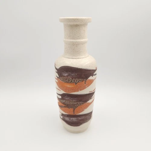 Vintage Royal Haeger Cylinder Vase Earth Wrap Lava Glaze 12.5” Tall Brown Orange