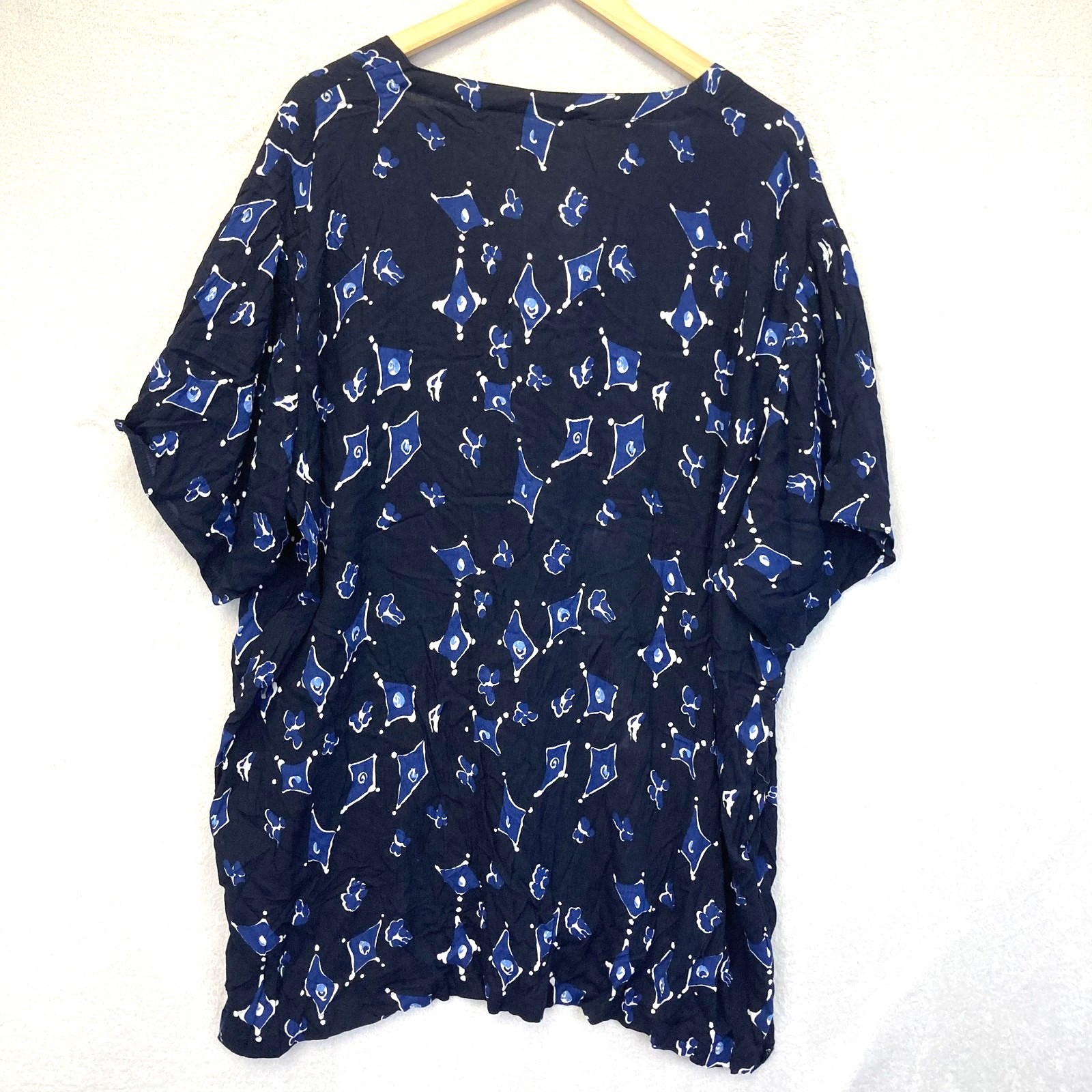 NWT Sostanza Button Up Blouse Top Womens Size 24W Navy Blue Lightweight Shirt