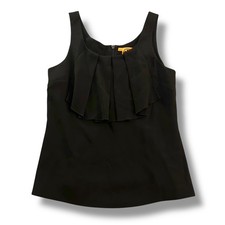 Tory Burch Black Sleeveless Pleated Front Tank Top Women Size 8