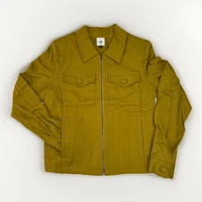 Cabi Touring Jacket Women's Sz M Moss Gold Green Ponte Knit Full Pleat 4117 EUC!