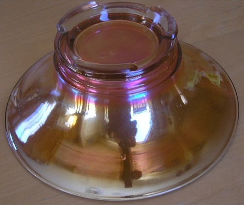 Large Vintage Carnival Depression Iridescent Footed Marigold Glass Bowl 9 3/4" - Picture 8 of 9