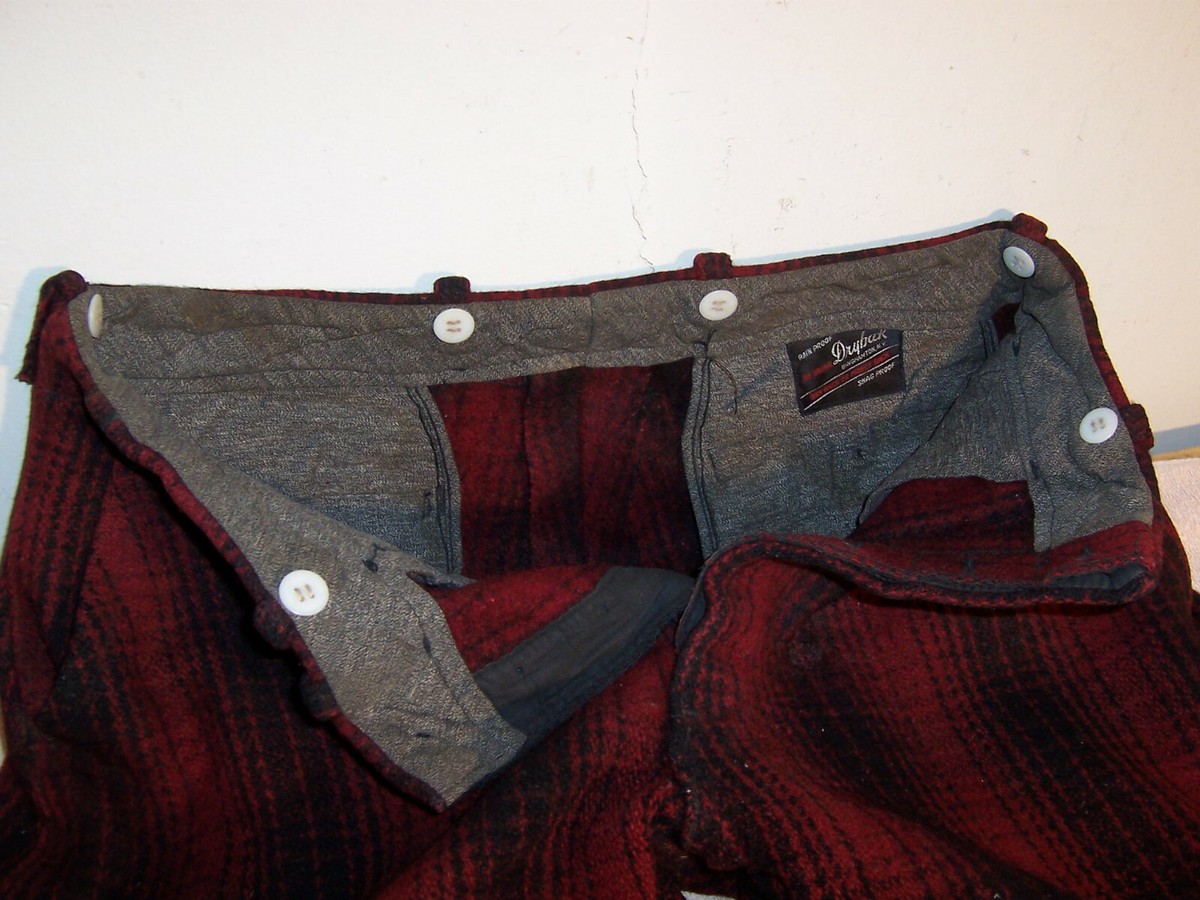 Vintage Red Plaid Men's Hunting Pants Drybak Binghampton New