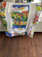 Child  s Quilt /cover Circus Theme Quilted Beautiful Multi Color White Zipper