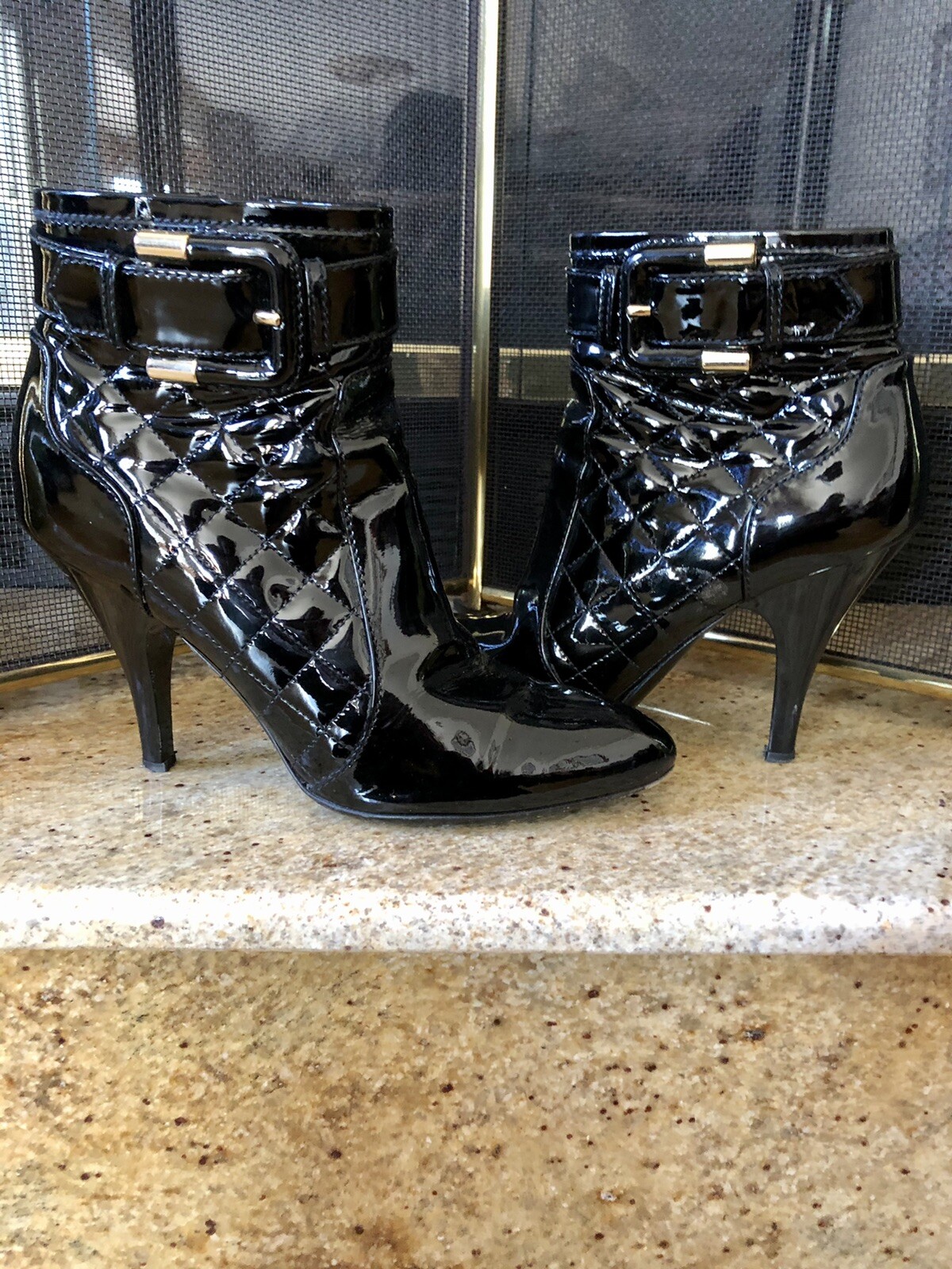 BURBERRY Black Quilted Patent Leather 