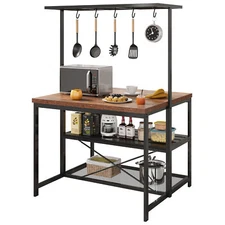 Kitchen Island With Storage, 3 Tier Microwave Stand Oven Shelf for Dining Room
