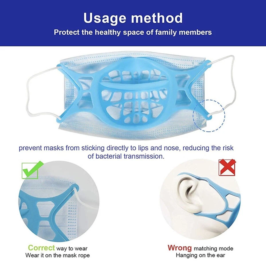 3D Mask Bracket Silicone Face Mask for More Breathing Space - A0097 - Image 4 of 4