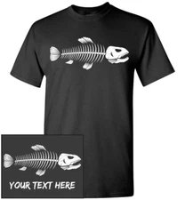 Fish Skeleton T-Shirt, Men Women Kids Long Personalized Custom Tee trout bones
