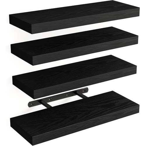 Set of 4 Floating Wall Shelves Picture Ledge Display Rack Book Hanging Shelf UK - Picture 2 of 17