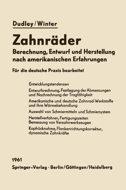 Zahnräder | Buch | 9783642928048