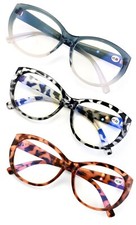 3 Pairs Women Reading Glasses Oversized - Anti Blue UV Fatigue Computer Readers