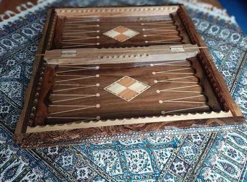 Backgammon(HANDGEFERTIGT) , Massivholz WALNUSS aus Persien(Sanandaj) 51×50×8,5cm - Bild 3 von 15