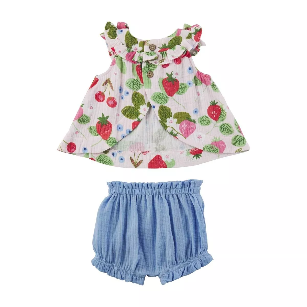 Mud Pie Baby Girl Berry Patch Two Piece Pinafore and Short Set