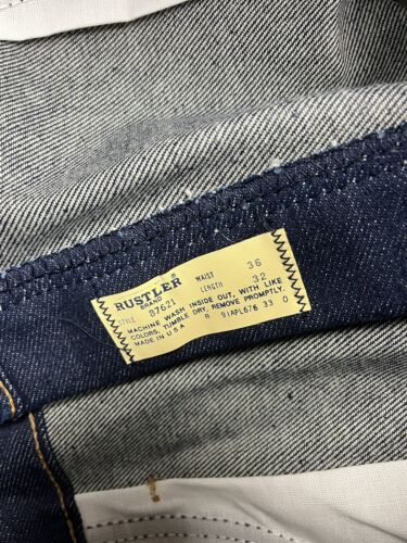 NWT Vintage 70s 80s Rustler Straight Leg Heavyweight Denim Jeans 36x32 Talon Zip - Picture 4 of 7