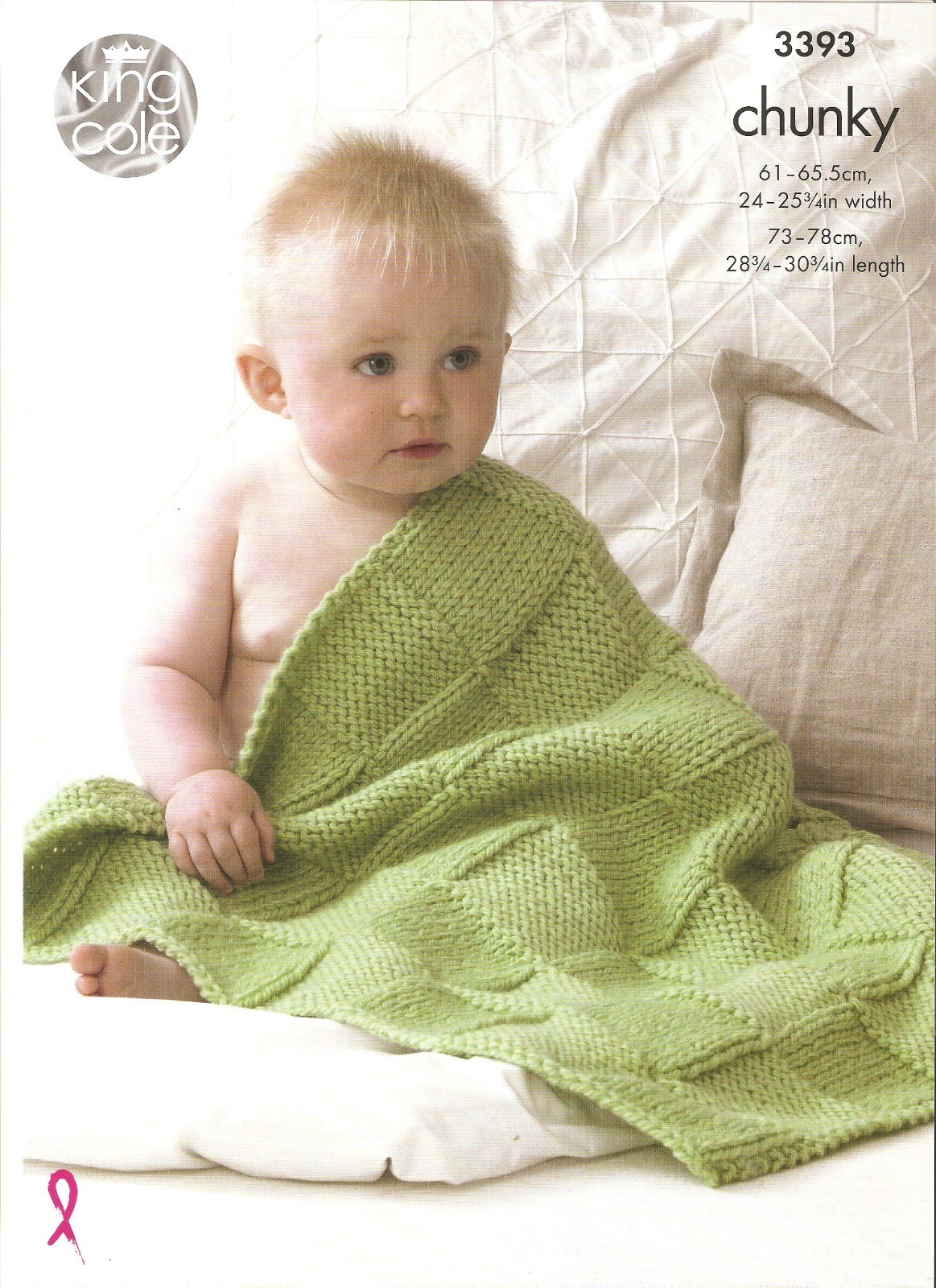 KING COLE Knitting Pattern Chunky  Baby  Blankets -3393