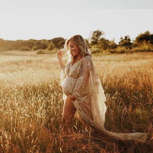 Shiny Maternity Dress For Photoshoot - Picture 4 of 5