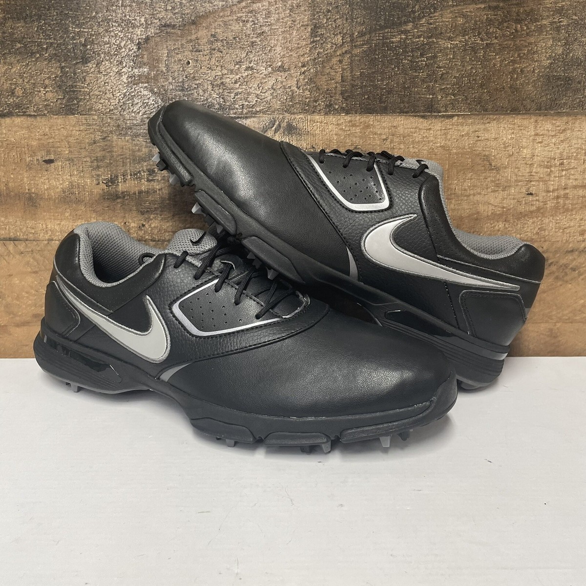 nike black leather golf shoes