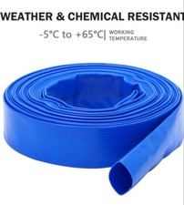 2.5” x 100 ft Pool Backwash Hose, Heavy Duty Reinforced Blue PVC Lay Flat Water.