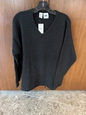 DKNY Donna Karen New York V Neck Long Sleeve Top/Sweater Black Size:Large