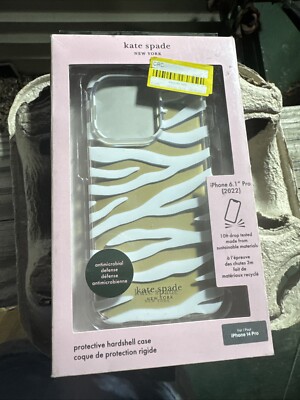 Kate Spade New York Apple iPhone 14 Pro Protective Hardshell Case - White Zebra