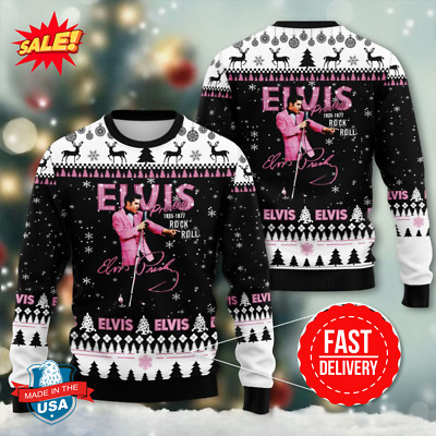Elvis Presley For Christmas Gifts Christmas Ugly Sweater S-5XL