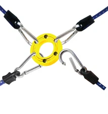 Bungee Net Cord Blue with Carabiners Hooks 6 Pcs 36", Bungee-O Net Free Ring HUB