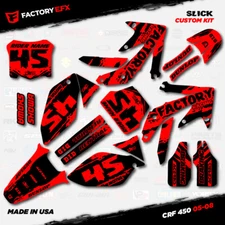 Black & Red Slick Racing Graphics Kit fits Honda CRF450R 05-08 Crf 450 Crf450