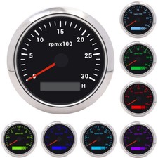 85mm LCD Tachometer Gauge 0-3000RPM 7 Colors LED Rev Counter for Marine Car Boat