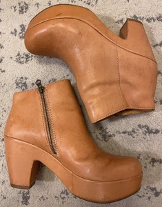 orange bootie heels
