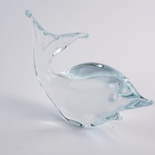 Glas Figur Skulptur Delfin Transparent Handgefertigt Glaskunst
