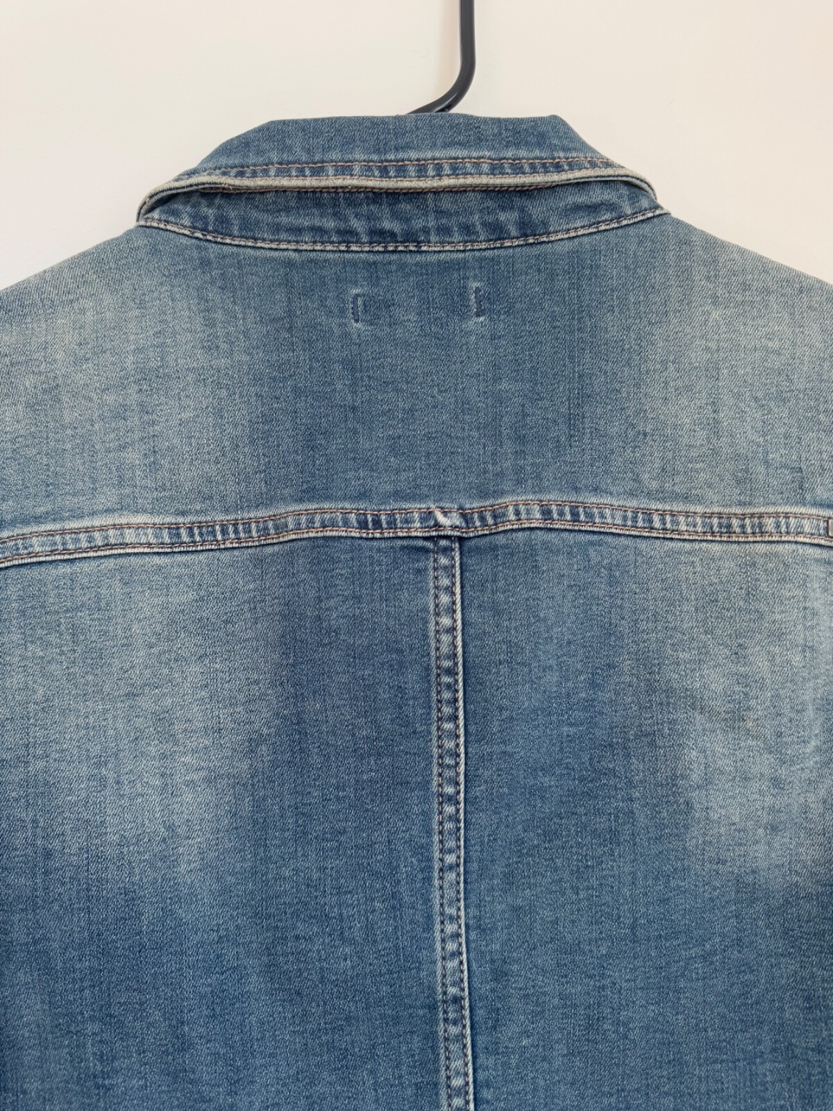 Prana Denim Jacket Stretch Jean Dree Button Blue Distressed NWOT Womens M image 9