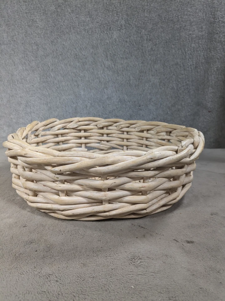 Vintage Woven Garden Farmhouse Wicker Basket Bowl Fruit Vegetables Rustic 10" - Image 3 of 4