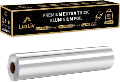 Heavy Duty Aluminum Foil Roll – 12" x 164ft, Commercial Grade with Cutter