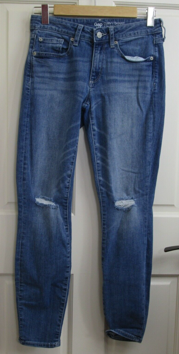 Gap Curvy Skinny Ankle Jean Women Size 4/27 Distressed Stretch  118-27002