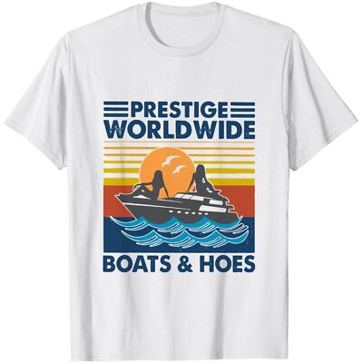 Prestige Worldwide Boats And Hoes Vintage T-Shirt Trend For Men, Size M - 3XL