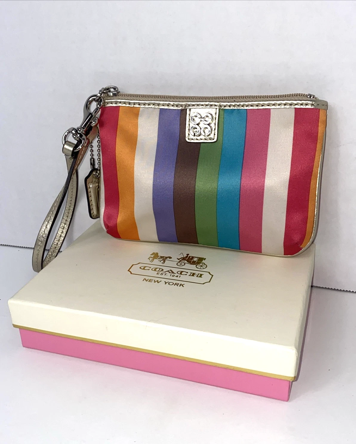 Coach Julia Multicolor Legacy braccialetto a righe raso e buona pelle 47510B L1