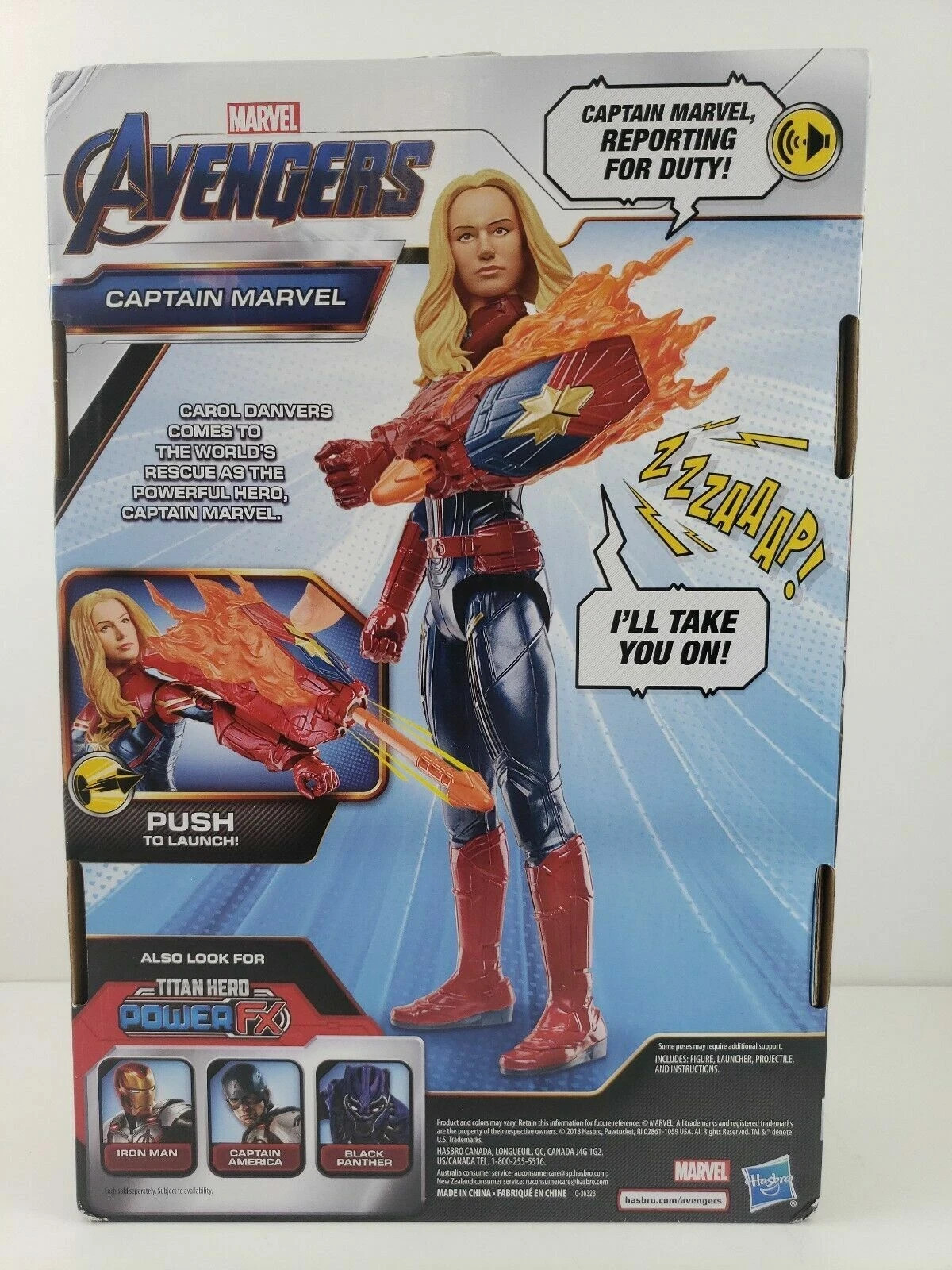 Marvel Avengers Titan Hero Series "Captain Marvel" Power FX Action Figure New