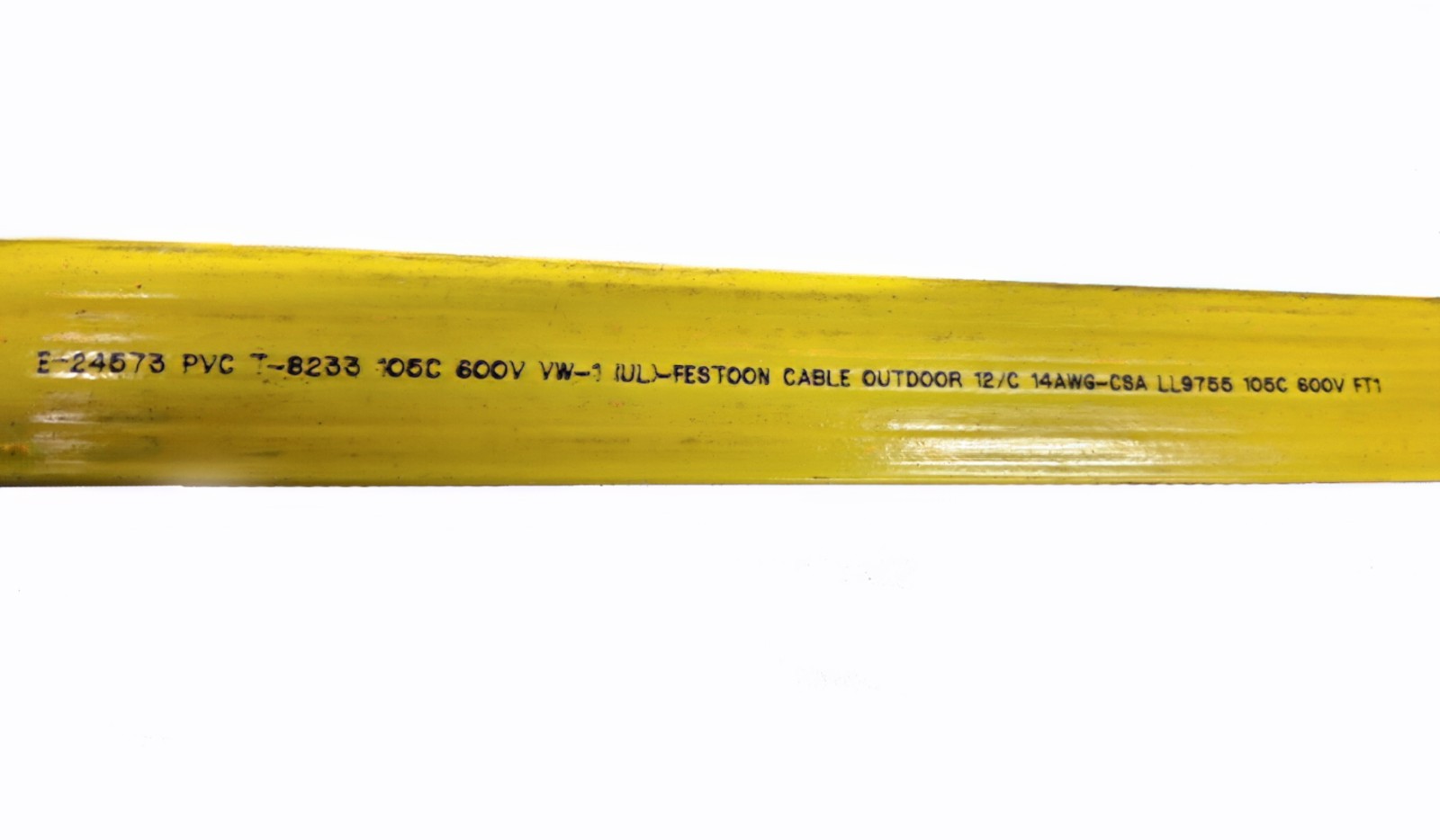 Duct-O-Wire like 14 AWG 12 Conductor Flat Festoon Cable PVC Yellow 600V 48'