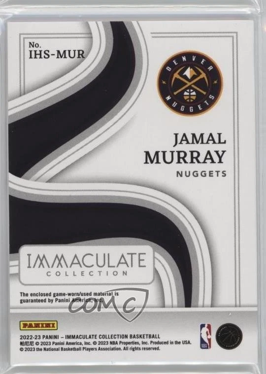 2022-23 Panini Immaculate Swatches /99 Jamal Murray #IHS-MUR - Image 2 of 2