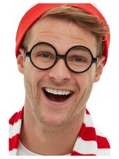 Where's Wally Glasses Black No Lense Glasses Adults Wenda Wally Fancy Dress Acce